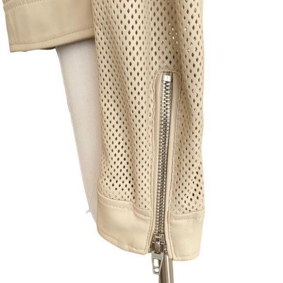 Free People Blank NYC Imelda Perforated Moto Jacket Cream Size Small NWT - Picture 10 of 15